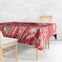 Personalized Hawaii Christmas Tablecloth Mele Kalikimaka Chilling Shaka Santa Flamingo LT14 - Polynesian Pride