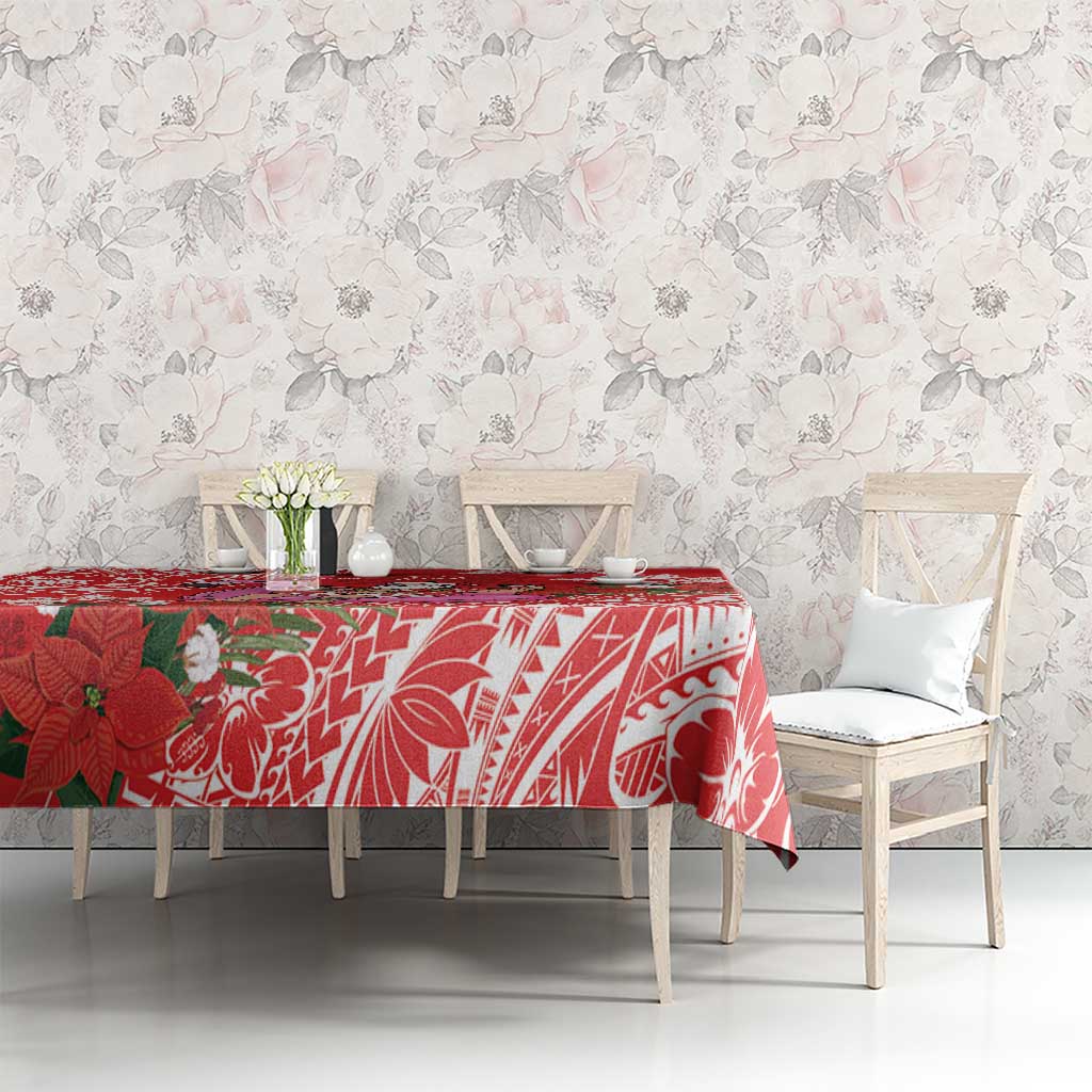 Personalized Hawaii Christmas Tablecloth Mele Kalikimaka Chilling Shaka Santa Flamingo LT14 - Polynesian Pride