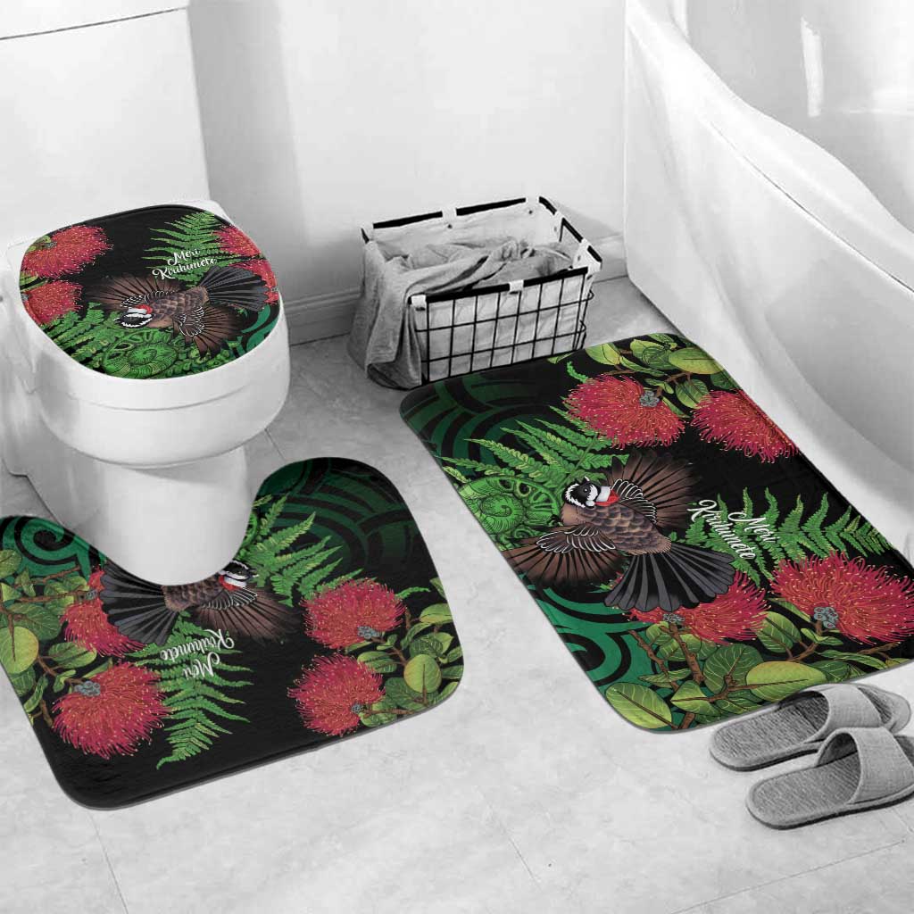 Meri Kirihimete New Zealand Bathroom Set Piwakawaka Koru Fern Mix Pohutukawa - Polynesian Pride