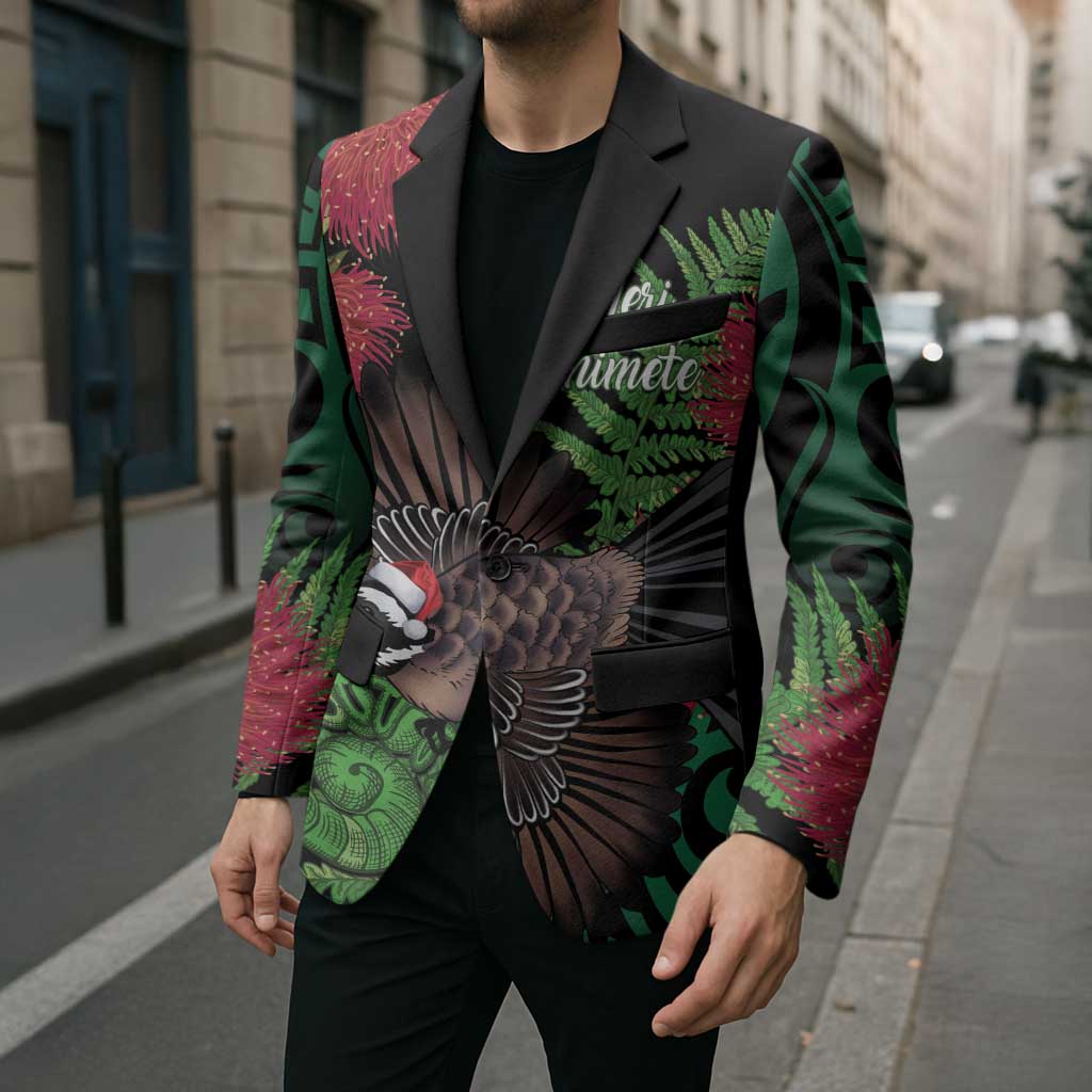 Meri Kirihimete New Zealand Blazer Piwakawaka Koru Fern Mix Pohutukawa - Polynesian Pride