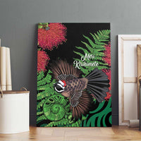 Meri Kirihimete New Zealand Canvas Wall Art Piwakawaka Koru Fern Mix Pohutukawa - Polynesian Pride