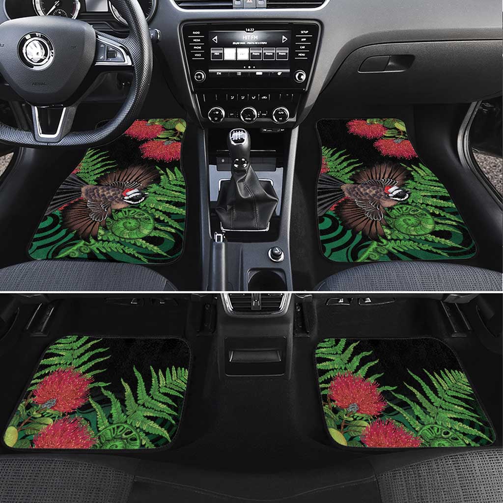 Meri Kirihimete New Zealand Car Mats Piwakawaka Koru Fern Mix Pohutukawa - Polynesian Pride