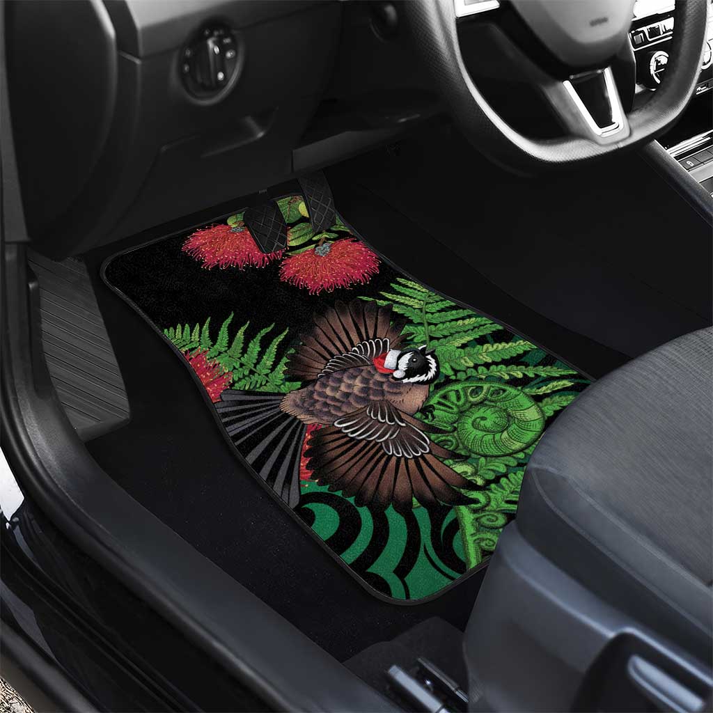 Meri Kirihimete New Zealand Car Mats Piwakawaka Koru Fern Mix Pohutukawa - Polynesian Pride