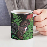 Meri Kirihimete New Zealand Ceramic Mug Piwakawaka Koru Fern Mix Pohutukawa - Polynesian Pride