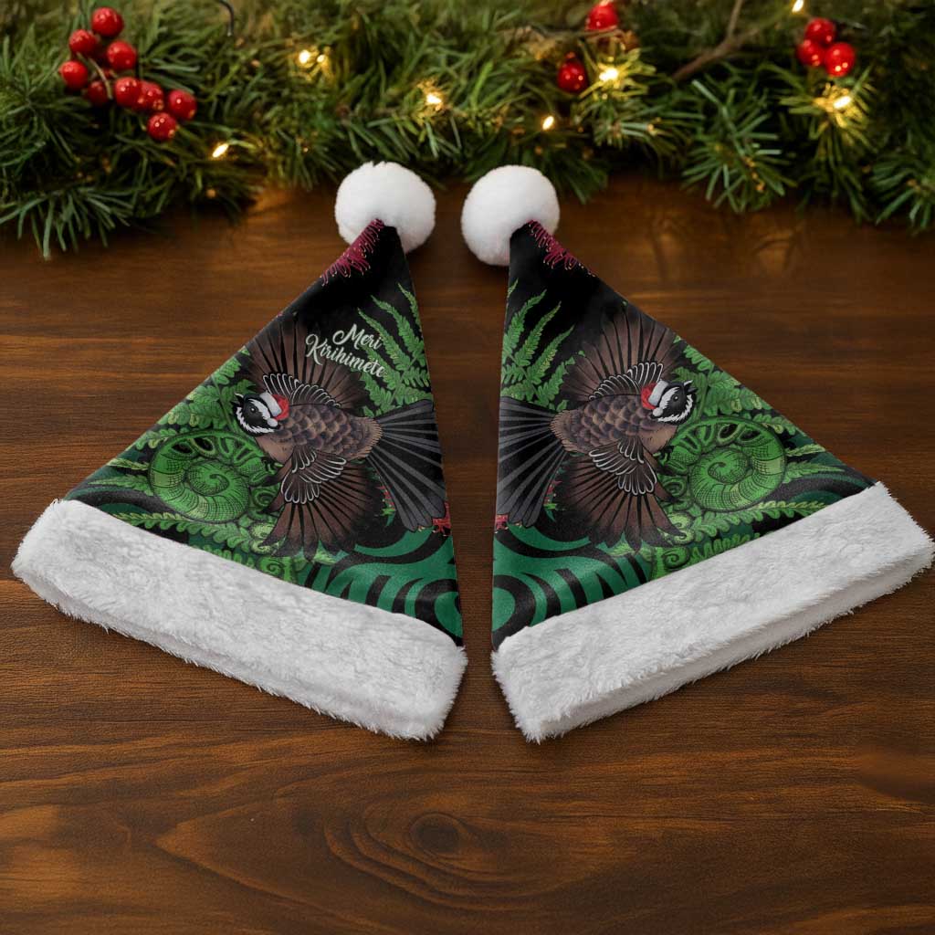Meri Kirihimete New Zealand Christmas Santa Hat Piwakawaka Koru Fern Mix Pohutukawa - Polynesian Pride