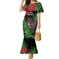 Meri Kirihimete New Zealand Family Matching Mermaid Dress and Hawaiian Shirt Piwakawaka Koru Fern Mix Pohutukawa - Polynesian Pride