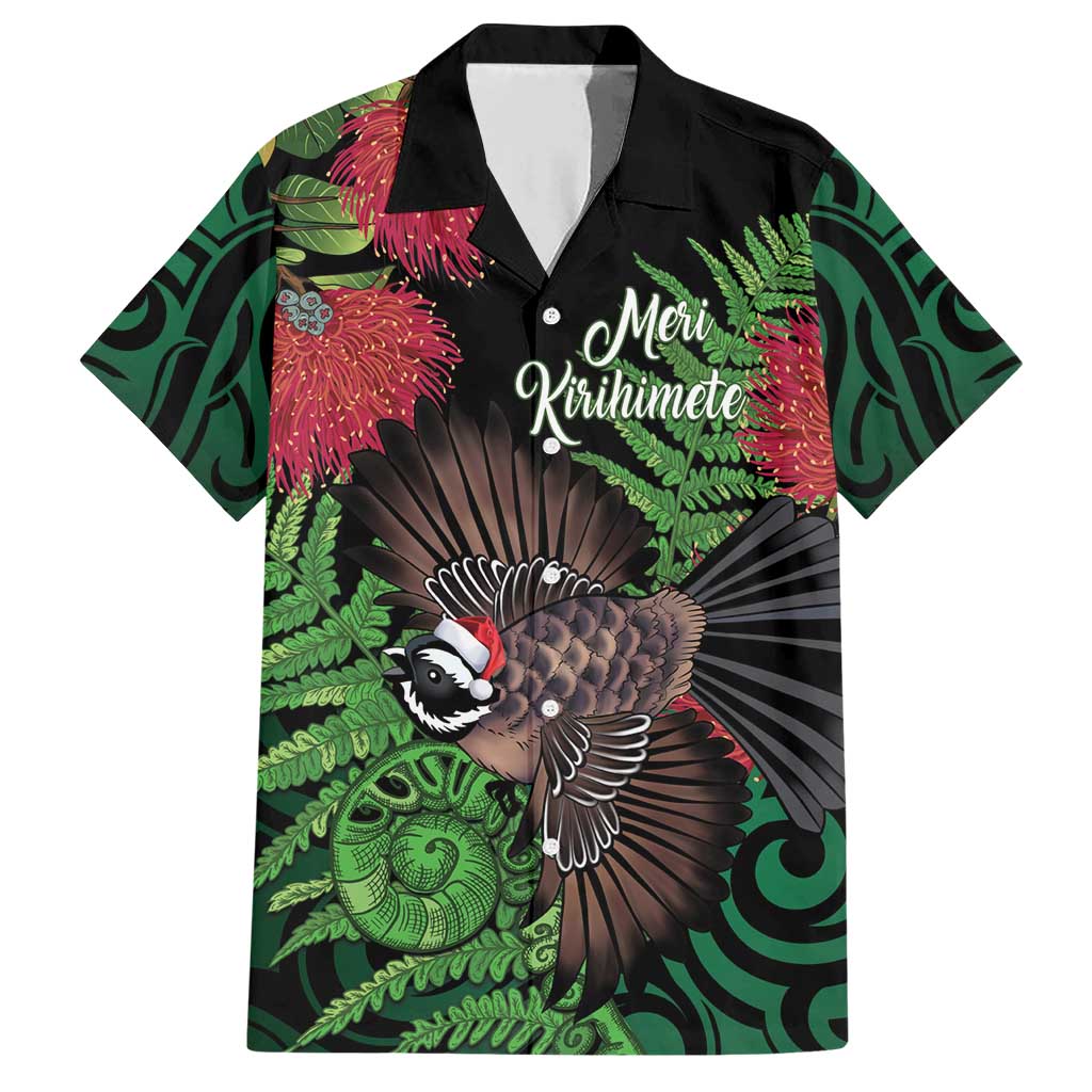 Meri Kirihimete New Zealand Family Matching Short Sleeve Bodycon Dress and Hawaiian Shirt Piwakawaka Koru Fern Mix Pohutukawa - Polynesian Pride