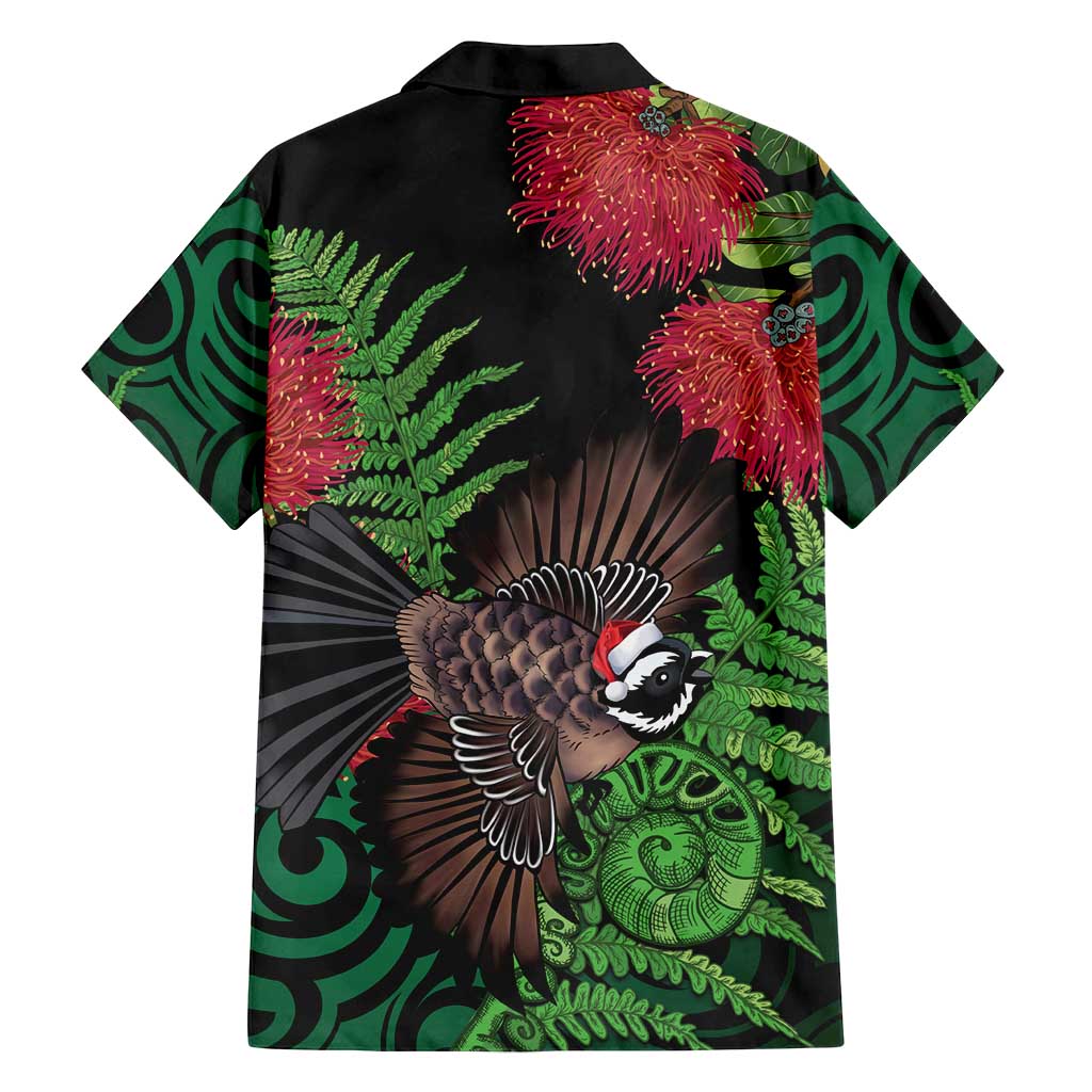 Meri Kirihimete New Zealand Family Matching Tank Maxi Dress and Hawaiian Shirt Piwakawaka Koru Fern Mix Pohutukawa - Polynesian Pride