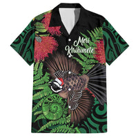 Meri Kirihimete New Zealand Hawaiian Shirt Piwakawaka Koru Fern Mix Pohutukawa - Polynesian Pride
