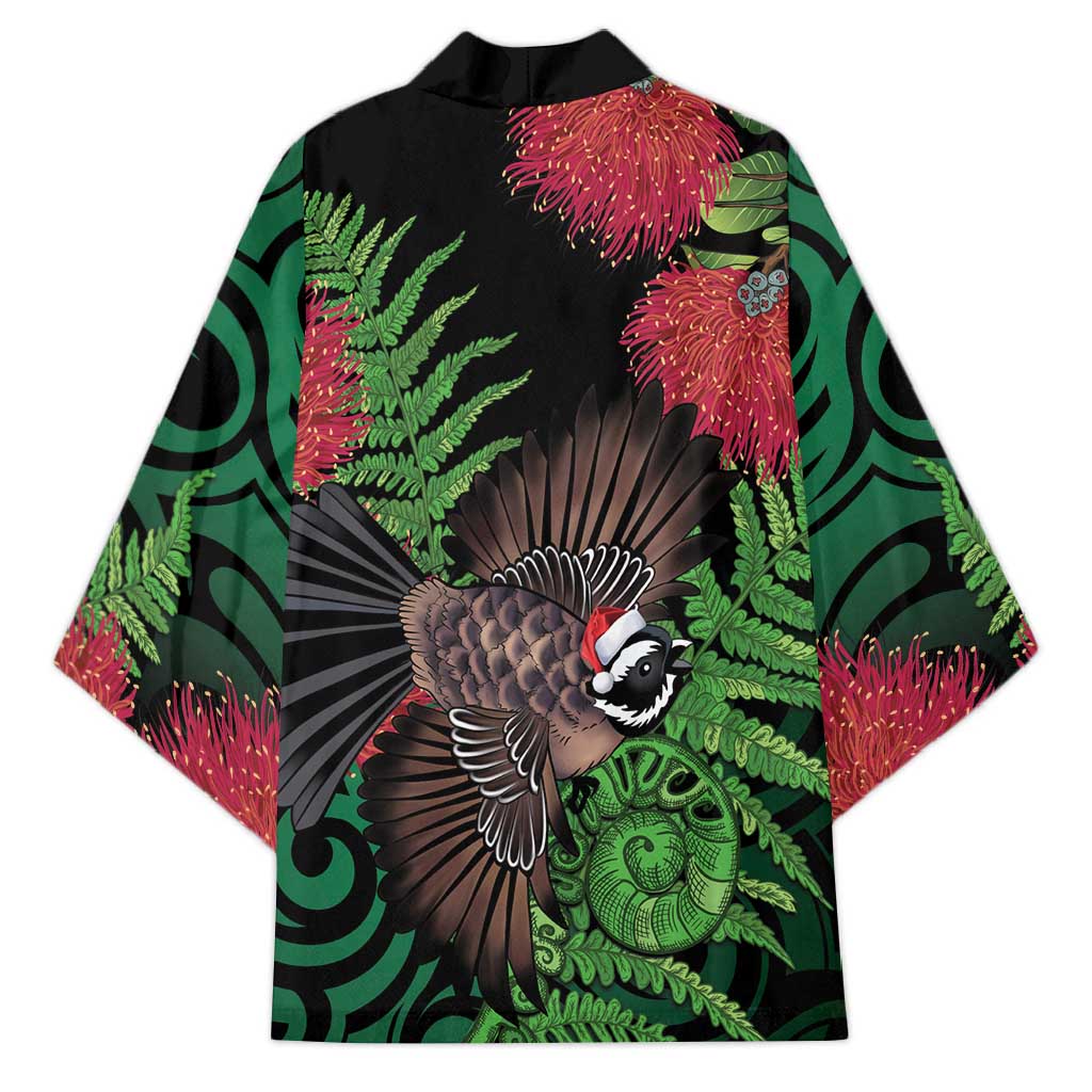 Meri Kirihimete New Zealand Kimono Piwakawaka Koru Fern Mix Pohutukawa - Polynesian Pride