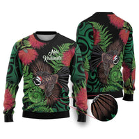 Meri Kirihimete New Zealand Ugly Christmas Sweater Piwakawaka Koru Fern Mix Pohutukawa - Polynesian Pride
