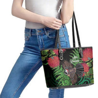Meri Kirihimete New Zealand Leather Tote Bag Piwakawaka Koru Fern Mix Pohutukawa - Polynesian Pride