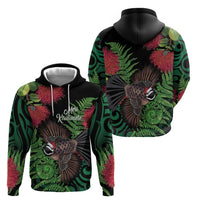 Meri Kirihimete New Zealand Zip Hoodie Piwakawaka Koru Fern Mix Pohutukawa - Polynesian Pride