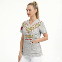 Mate Maa Tonga Rugby Custom Scrub Top 2026 Tongan Ngatu Pattern LT14 - Polynesian Pride