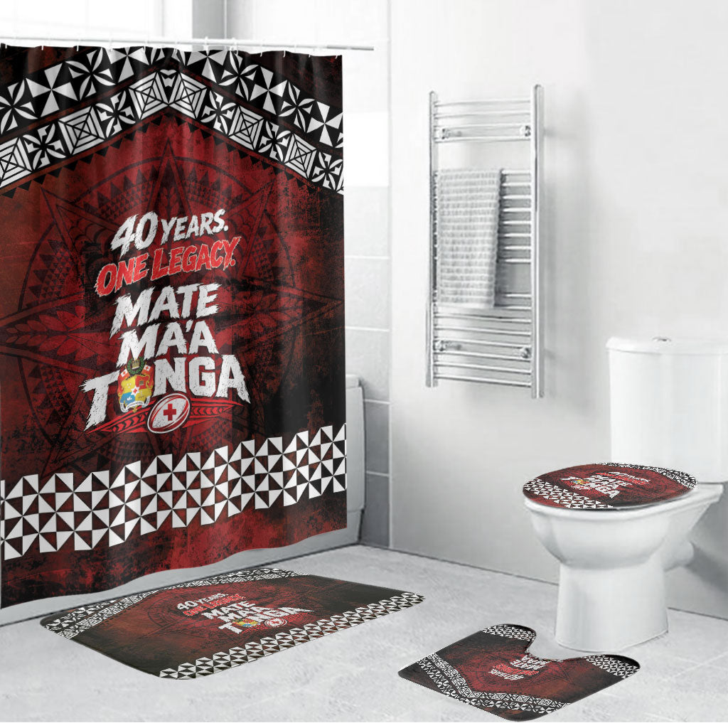 Mate Maa Tonga Rugby 2026 Bathroom Set 40 Years Anniversary One Legacy LT14 Bathroom Set (4 pcs) Red - Polynesian Pride