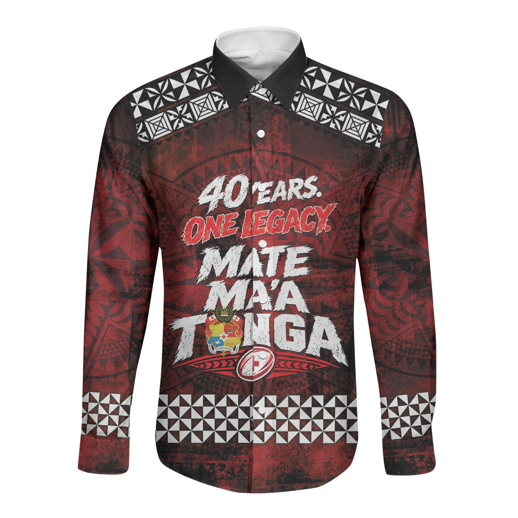 Mate Maa Tonga Rugby 2026 Long Sleeve Button Shirt 40 Years Anniversary One Legacy