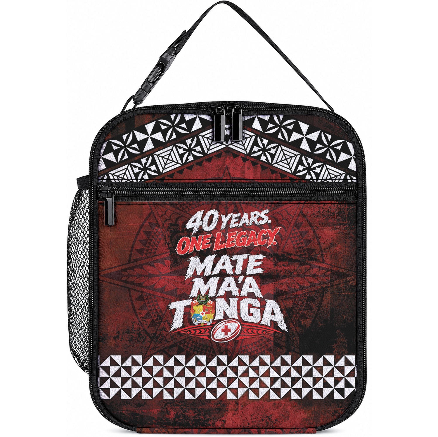Mate Maa Tonga Rugby 2026 Lunch Bag 40 Years Anniversary One Legacy LT14 10.2 × 8.3 × 4.3 inch Red - Polynesian Pride