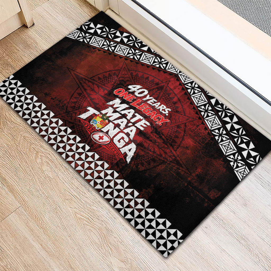 Mate Maa Tonga Rugby 2026 Rubber Doormat 40 Years Anniversary One Legacy LT14 - Polynesian Pride