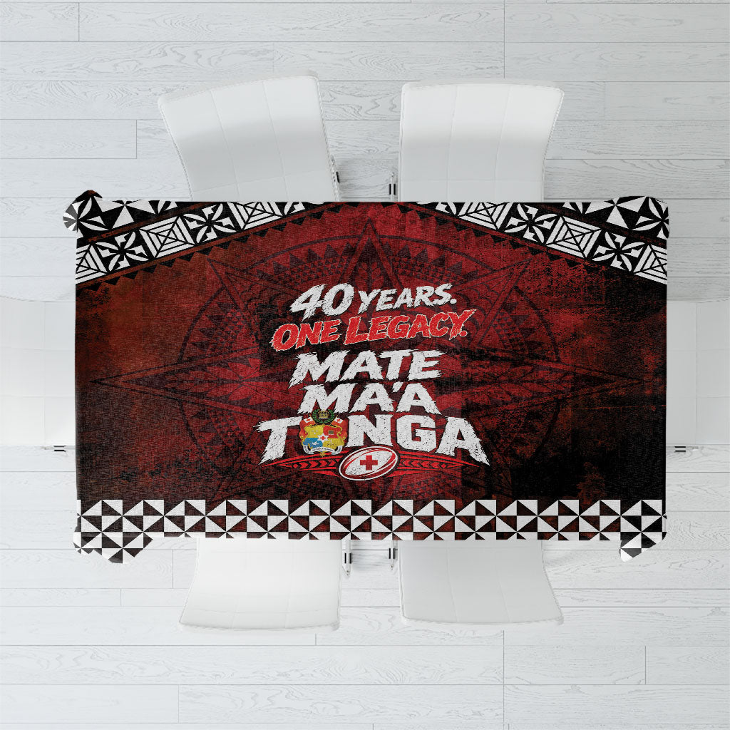 Mate Maa Tonga Rugby 2026 Tablecloth 40 Years Anniversary One Legacy