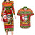 Personalised Hawaii Surfing Santa Christmas Couples Matching Long Sleeve Bodycon Dress and Hawaiian Shirt Tropical Pineapple Mele Kalikimaka Quilt Pattern LT14 Red - Polynesian Pride