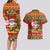 Personalised Hawaii Surfing Santa Christmas Couples Matching Long Sleeve Bodycon Dress and Hawaiian Shirt Tropical Pineapple Mele Kalikimaka Quilt Pattern LT14 - Polynesian Pride