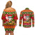 Personalised Hawaii Surfing Santa Christmas Couples Matching Off Shoulder Short Dress and Long Sleeve Button Shirt Tropical Pineapple Mele Kalikimaka Quilt Pattern LT14 - Polynesian Pride