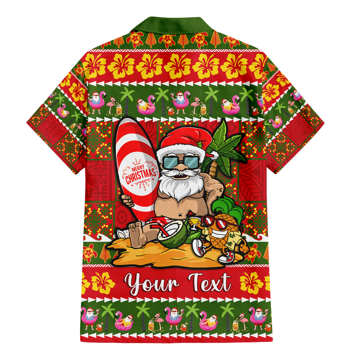 Personalised Hawaii Surfing Santa Christmas Family Matching Mermaid Dress and Hawaiian Shirt Tropical Pineapple Mele Kalikimaka Quilt Pattern LT14 - Polynesian Pride