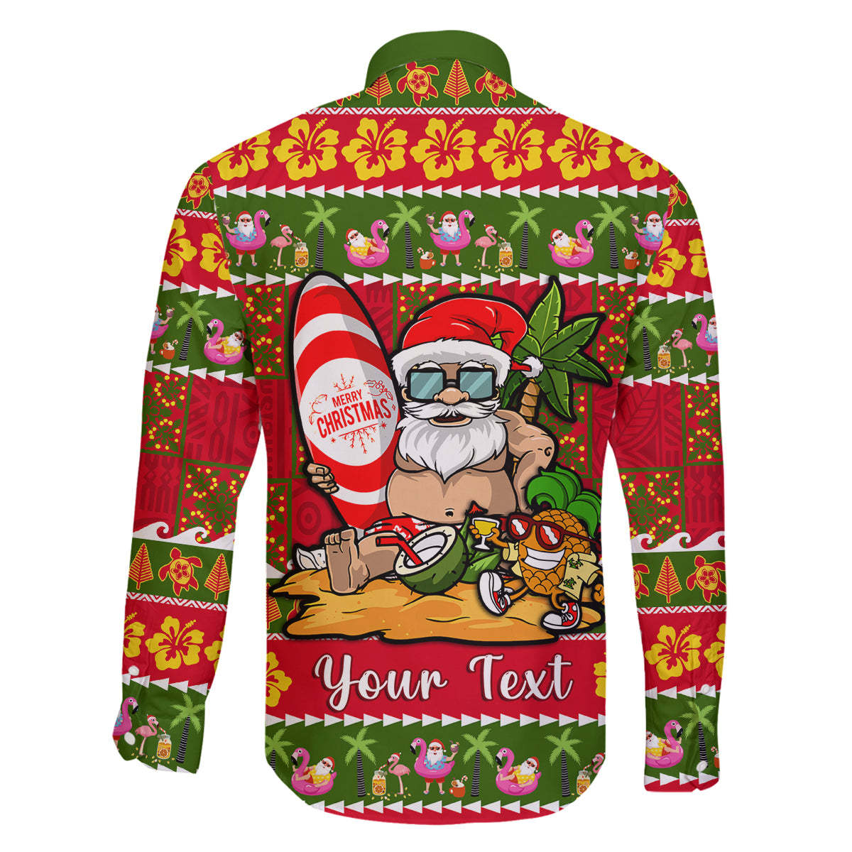 Personalised Hawaii Surfing Santa Christmas Family Matching Off Shoulder Maxi Dress and Hawaiian Shirt Tropical Pineapple Mele Kalikimaka Quilt Pattern LT14 - Polynesian Pride