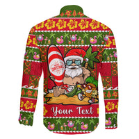 Personalised Hawaii Surfing Santa Christmas Family Matching Puletasi Dress and Hawaiian Shirt Tropical Pineapple Mele Kalikimaka Quilt Pattern LT14 - Polynesian Pride