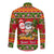 Personalised Hawaii Surfing Santa Christmas Long Sleeve Button Shirt Tropical Pineapple Mele Kalikimaka Quilt Pattern LT14 - Polynesian Pride