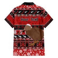 Personalised New Zealand Christmas Family Matching Long Sleeve Bodycon Dress and Hawaiian Shirt Aotearoa Kiwi Meri Kirihimete Red Version LT14 - Polynesian Pride