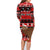 Personalised New Zealand Christmas Family Matching Long Sleeve Bodycon Dress and Hawaiian Shirt Aotearoa Kiwi Meri Kirihimete Red Version LT14 - Polynesian Pride