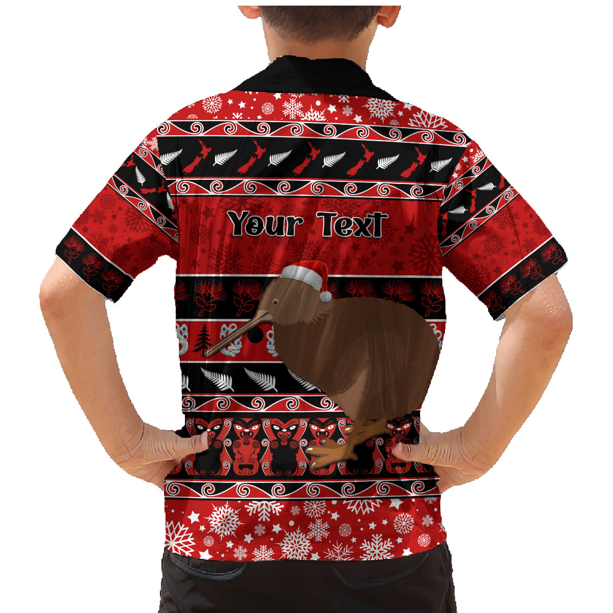 Personalised New Zealand Christmas Family Matching Mermaid Dress and Hawaiian Shirt Aotearoa Kiwi Meri Kirihimete Red Version LT14 - Polynesian Pride