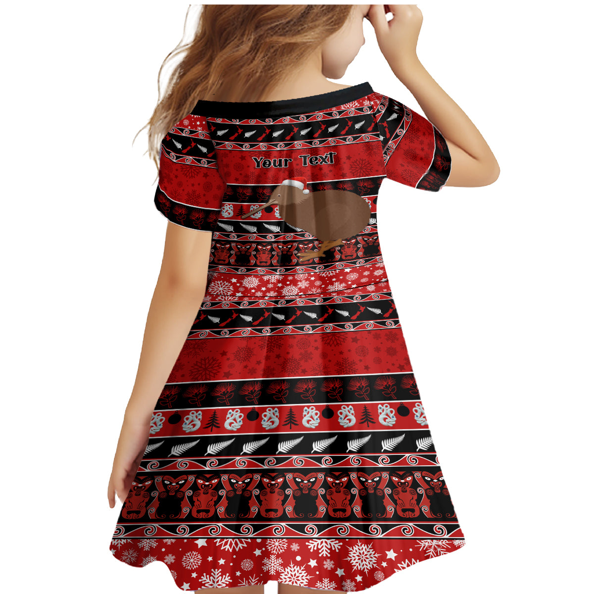 Personalised New Zealand Christmas Family Matching Mermaid Dress and Hawaiian Shirt Aotearoa Kiwi Meri Kirihimete Red Version LT14 - Polynesian Pride