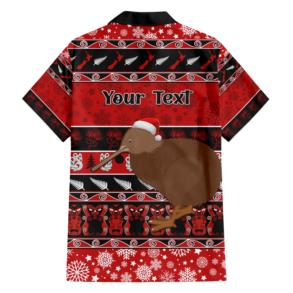 Personalised New Zealand Christmas Family Matching Puletasi Dress and Hawaiian Shirt Aotearoa Kiwi Meri Kirihimete Red Version LT14 - Polynesian Pride
