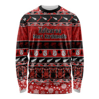 Personalised New Zealand Christmas Long Sleeve Shirt Aotearoa Kiwi Meri Kirihimete Red Version LT14 Unisex Red - Polynesian Pride