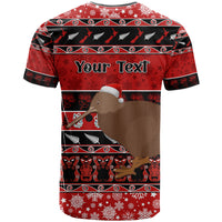 Personalised New Zealand Christmas T Shirt Aotearoa Kiwi Meri Kirihimete Red Version LT14 - Polynesian Pride