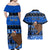 Personalised New Zealand Christmas Couples Matching Off Shoulder Maxi Dress and Hawaiian Shirt Aotearoa Kiwi Meri Kirihimete Blue Version LT14 - Polynesian Pride