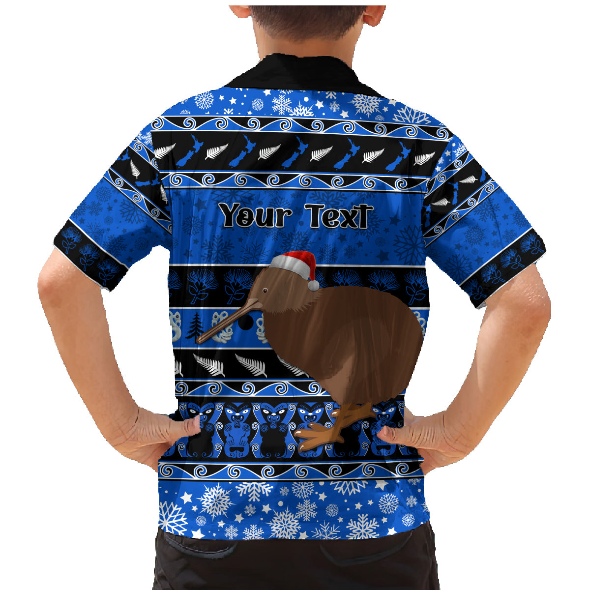Personalised New Zealand Christmas Family Matching Mermaid Dress and Hawaiian Shirt Aotearoa Kiwi Meri Kirihimete Blue Version LT14 - Polynesian Pride