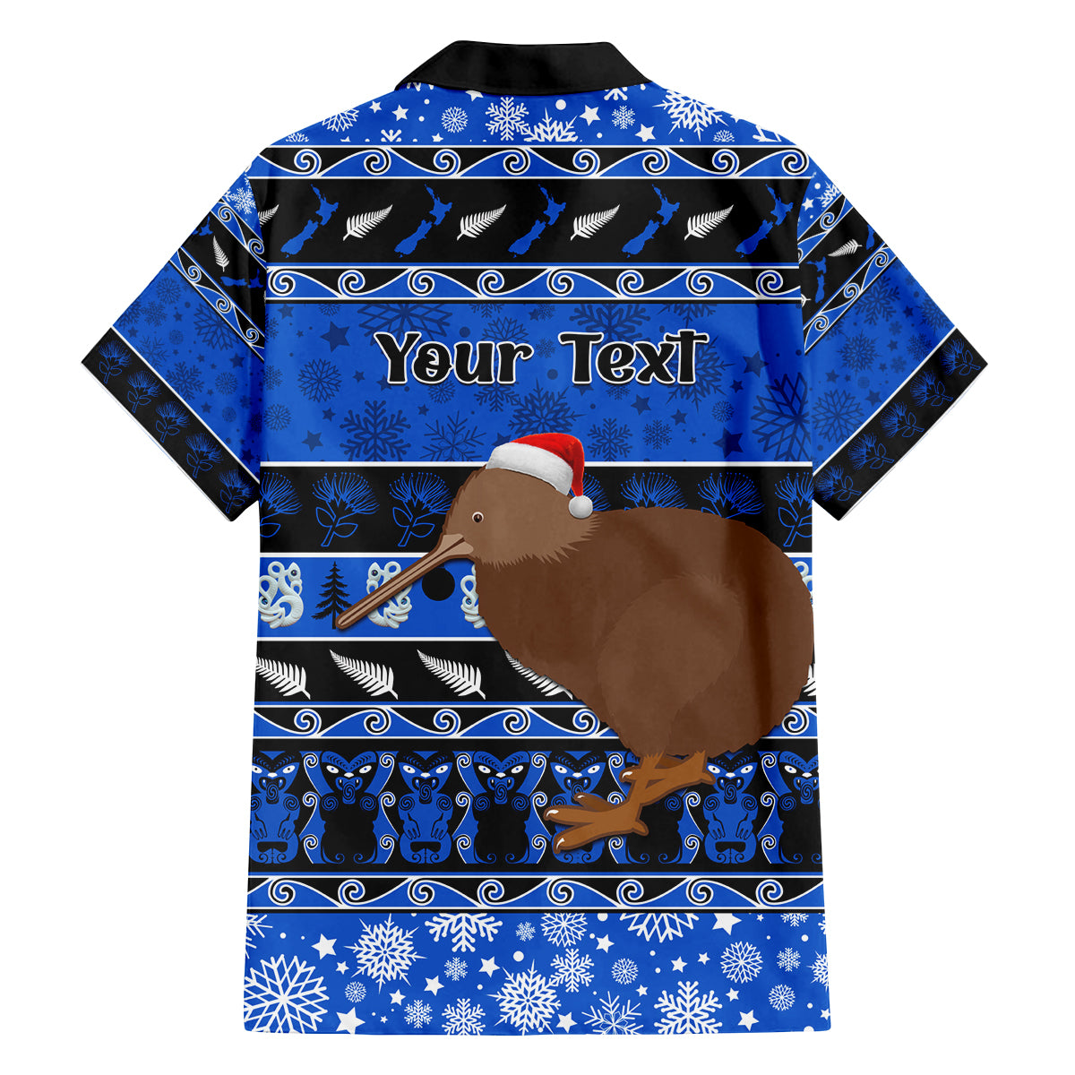 Personalised New Zealand Christmas Family Matching Off Shoulder Long Sleeve Dress and Hawaiian Shirt Aotearoa Kiwi Meri Kirihimete Blue Version LT14 - Polynesian Pride