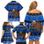 Personalised New Zealand Christmas Family Matching Off Shoulder Short Dress and Hawaiian Shirt Aotearoa Kiwi Meri Kirihimete Blue Version LT14 - Polynesian Pride