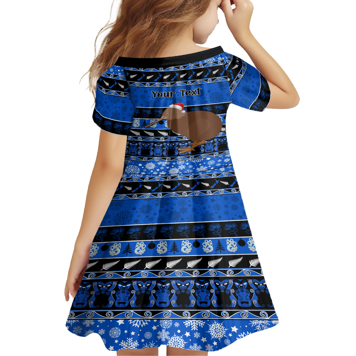 Personalised New Zealand Christmas Family Matching Puletasi Dress and Hawaiian Shirt Aotearoa Kiwi Meri Kirihimete Blue Version LT14 - Polynesian Pride