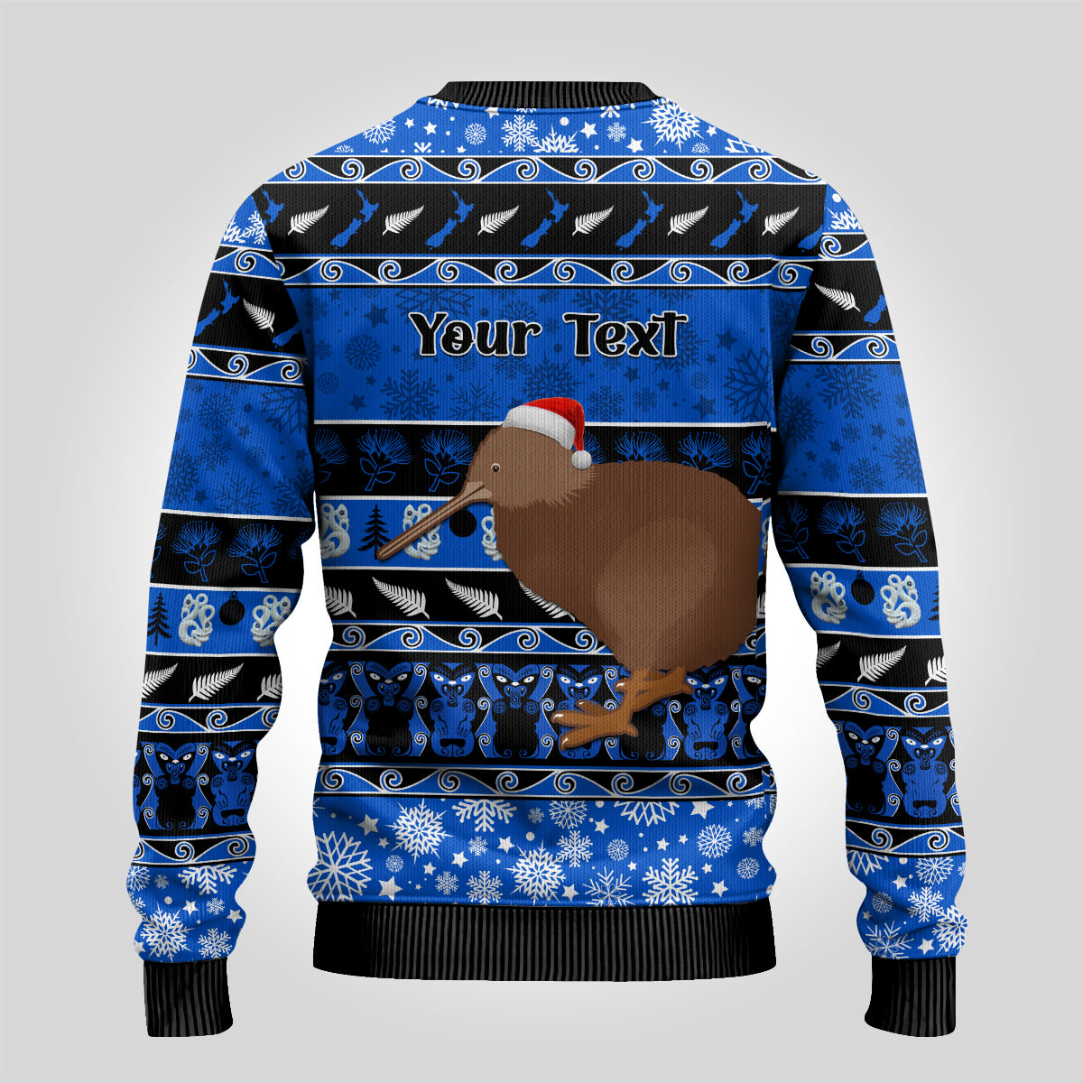 Personalised New Zealand Christmas Ugly Christmas Sweater Aotearoa Kiwi Meri Kirihimete Blue Version LT14 - Polynesian Pride