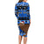 Personalised New Zealand Christmas Long Sleeve Bodycon Dress Aotearoa Kiwi Meri Kirihimete Blue Version LT14 - Polynesian Pride