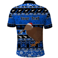 Personalised New Zealand Christmas Polo Shirt Aotearoa Kiwi Meri Kirihimete Blue Version LT14 - Polynesian Pride