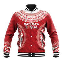 Custom Tonga Mate Maa Baseball Jacket Go Champions Tongan Ngatu - Red LT14 Unisex Red - Polynesian Pride