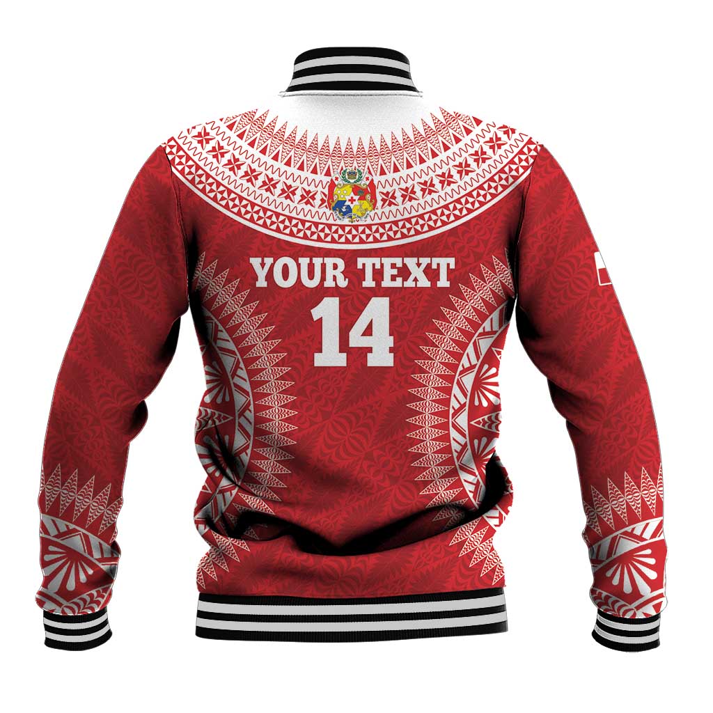 Custom Tonga Mate Maa Baseball Jacket Go Champions Tongan Ngatu - Red LT14 - Polynesian Pride