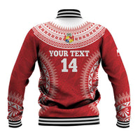 Custom Tonga Mate Maa Baseball Jacket Go Champions Tongan Ngatu - Red LT14 - Polynesian Pride