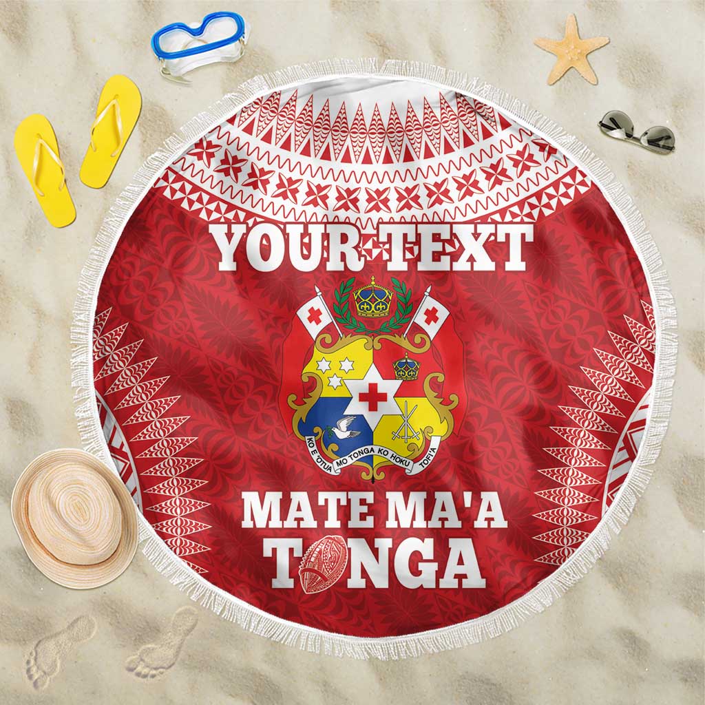 Custom Tonga Mate Maa Beach Blanket Go Champions Tongan Ngatu - Red LT14 One Size 150cm Red - Polynesian Pride