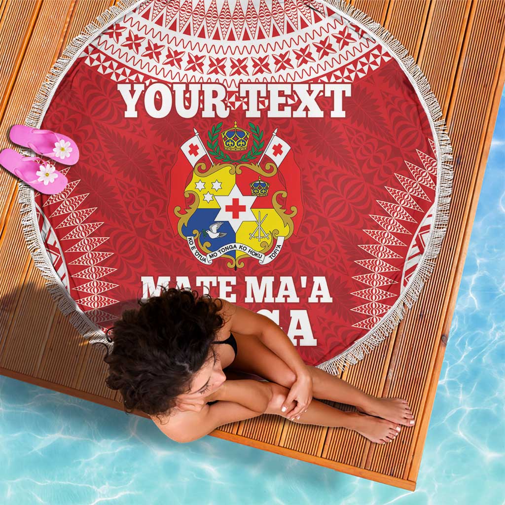 Custom Tonga Mate Maa Beach Blanket Go Champions Tongan Ngatu - Red LT14 - Polynesian Pride